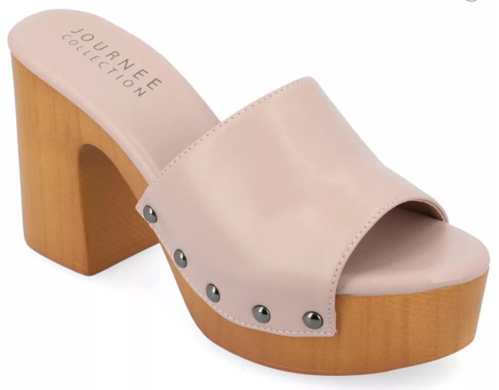 JOURNEE COLLECTION WOMENS SIZE 9M VEDA PLATFORM HEEL SANDALS MAUVE PINK